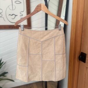 Bebe Tan Patchwork Suede Skirt